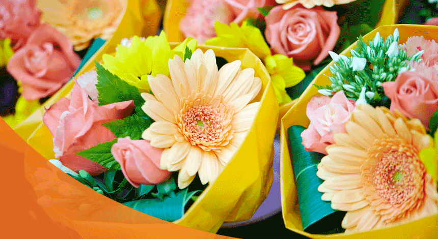 Bunch of colorful bouquets