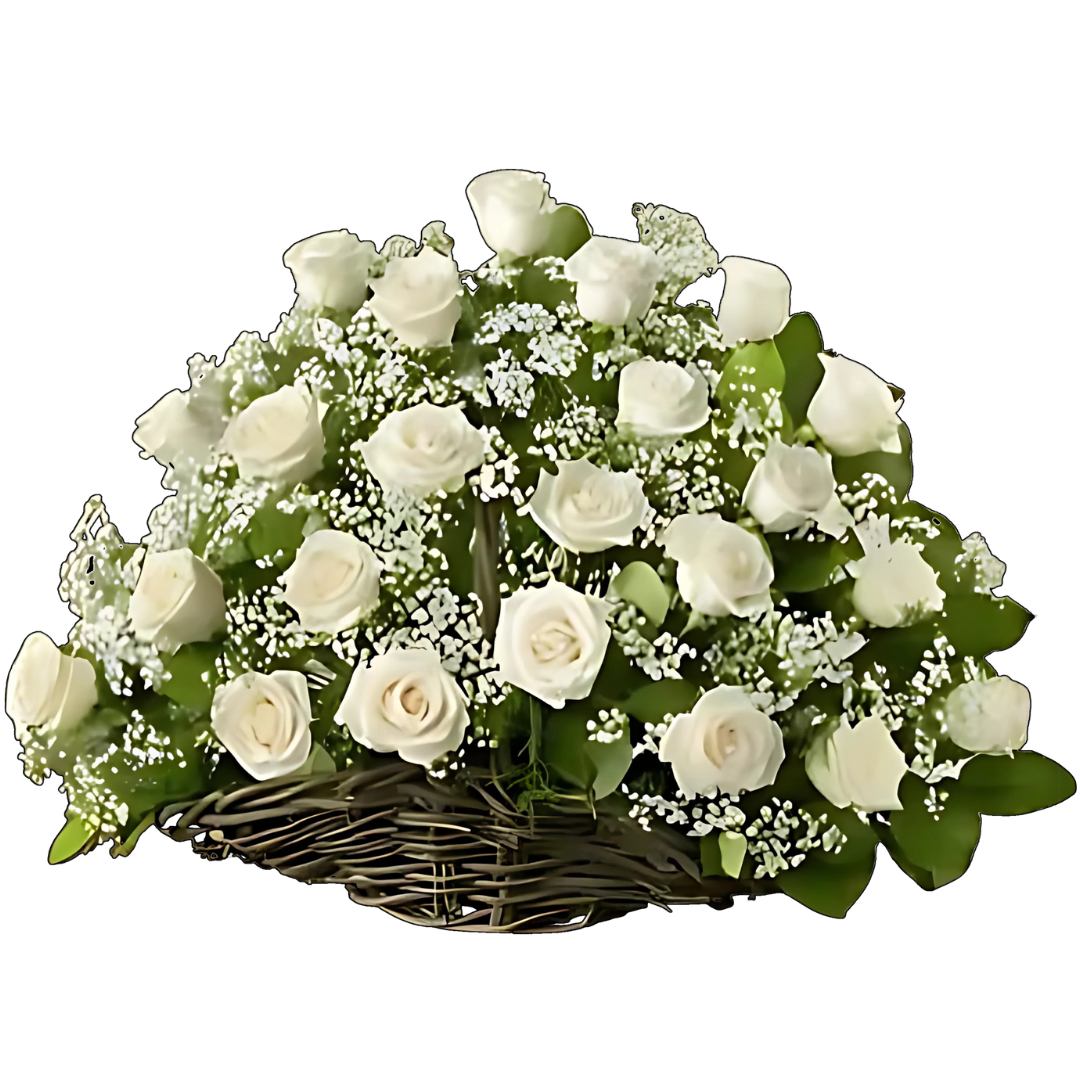 White Roses Tribute Basket